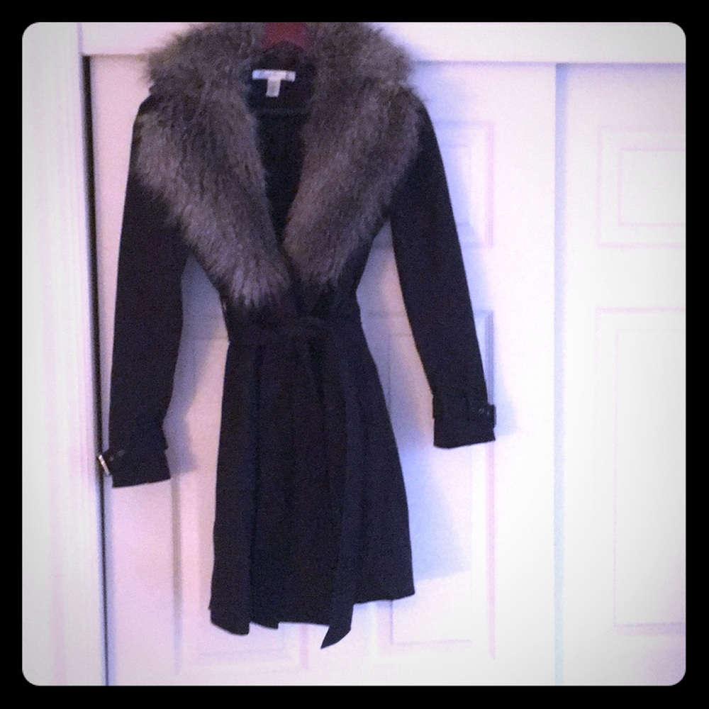 Kenneth Cole Faux Fur Trench Coat